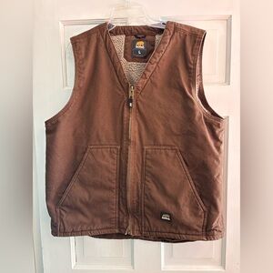 Berne Men's Brown Workwear Sherpa Lined Vest Sz L